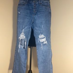 High waisted button up jeans